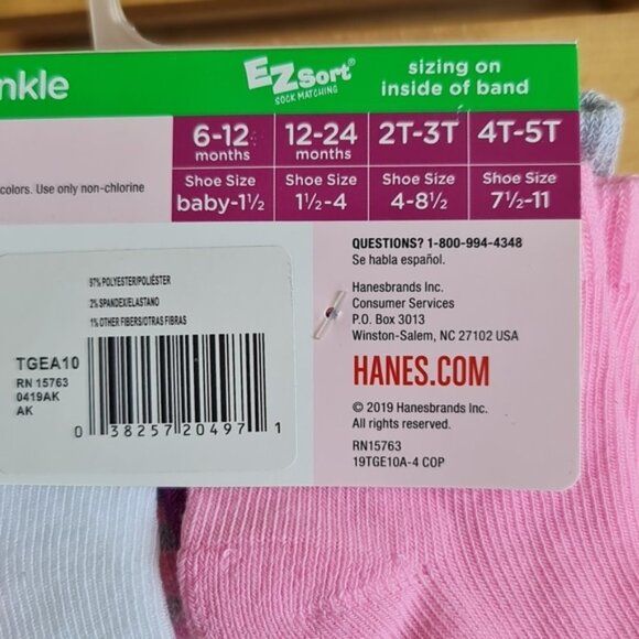 Hanes Kids girls Ankle Socks 10-pack - Picture 4 of 5